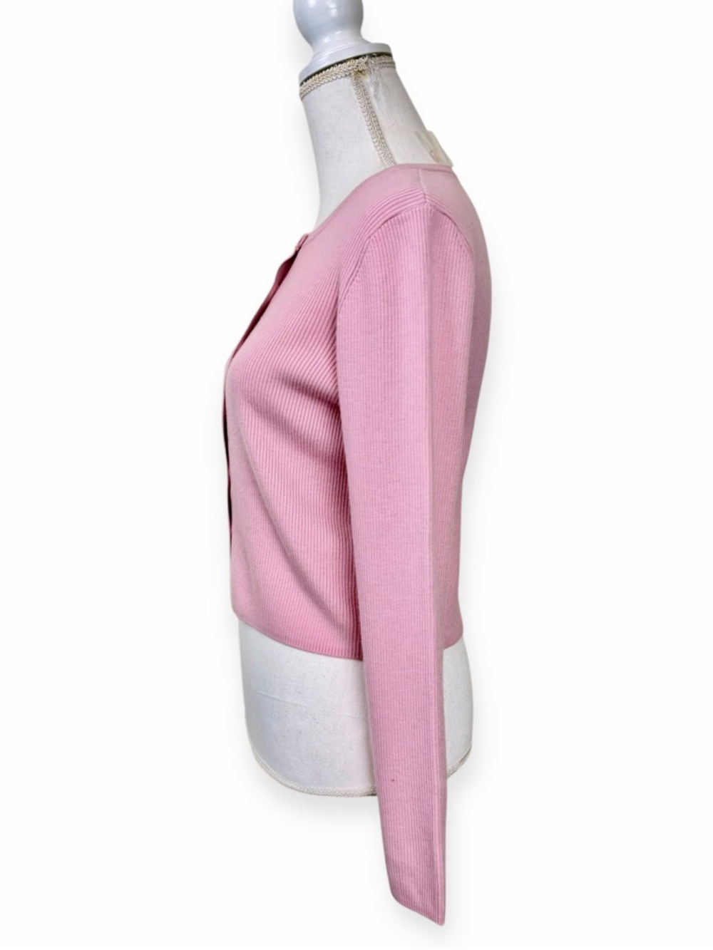 House of Harlow 1960 100% Extra Fine Merino Wool Pink Ribbed Cardigan NWT Small - Picture 6 of 9